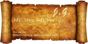 Jálics Gábor névjegykártya